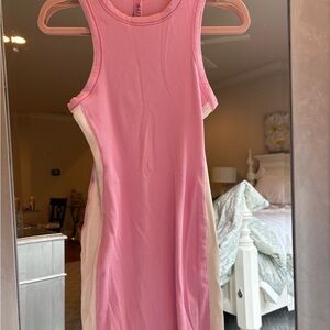 Skims Pink and Cream Sleeveless Dress, Size Small